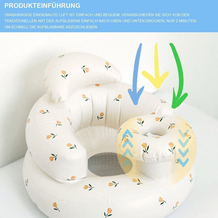 Siège de bain gonflable bébé - 1 pièce, avec dossier/tablette - Convient pour bébés 3-36 mois Étiquette