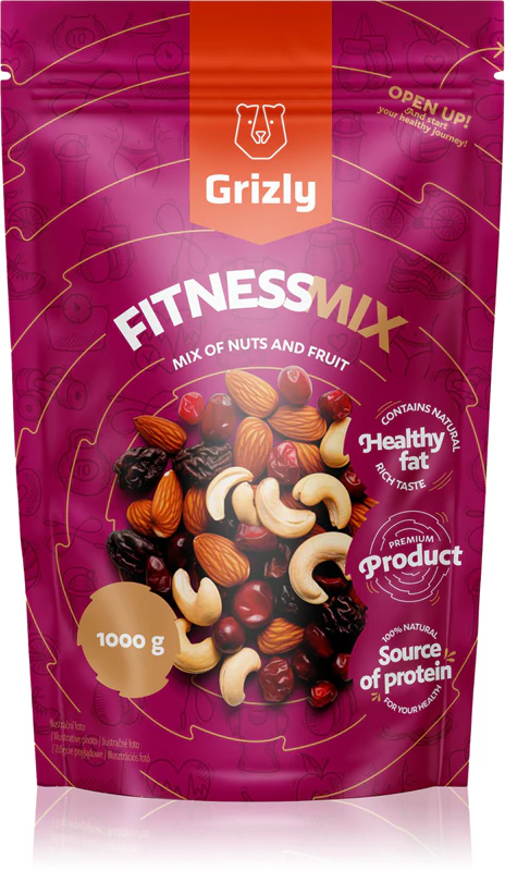 Grizly Fitness Mix, uma mistura de nozes e frutas secas.