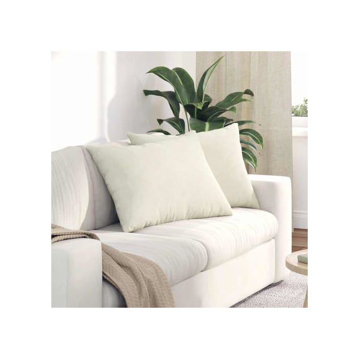 Coussins de canapé en velours - vidaXL - 70x50 cm - Crème - Housses amovibles - Rembourrage polyester - Usage intérieur