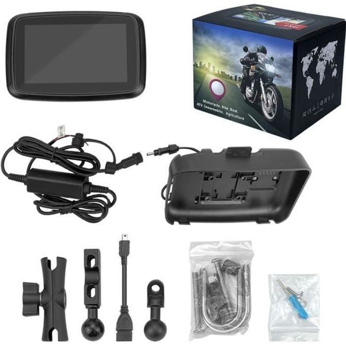 Navegador GPS portátil con pantalla táctil de 5 pulgadas para motocicletas, WiFi 5G, Bluetooth, resistente al agua IPX7, compatible con CarPlay y Android Auto.