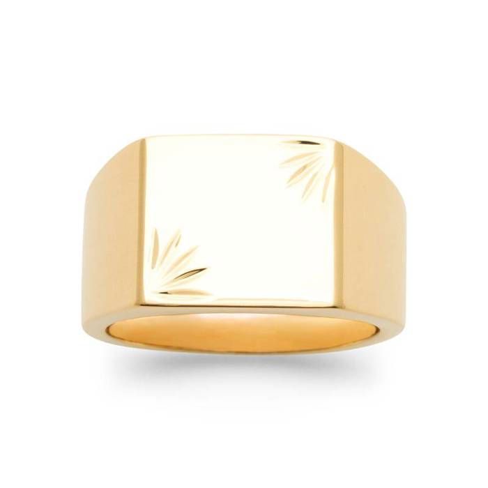 Bague Chevalière en Plaqué or 18 Carats 750/1000 - BIJOUXIA - Large - Mixte