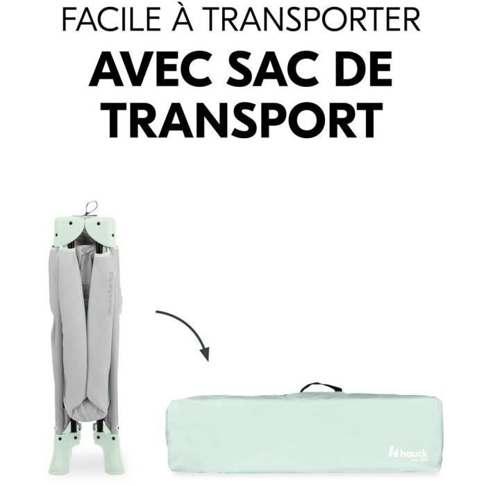 Lit de voyage - HAUCK - DREAM N PLAY PLUS - 60 x 120 cm - Dès la naissance - Pliable - Dusty Mint