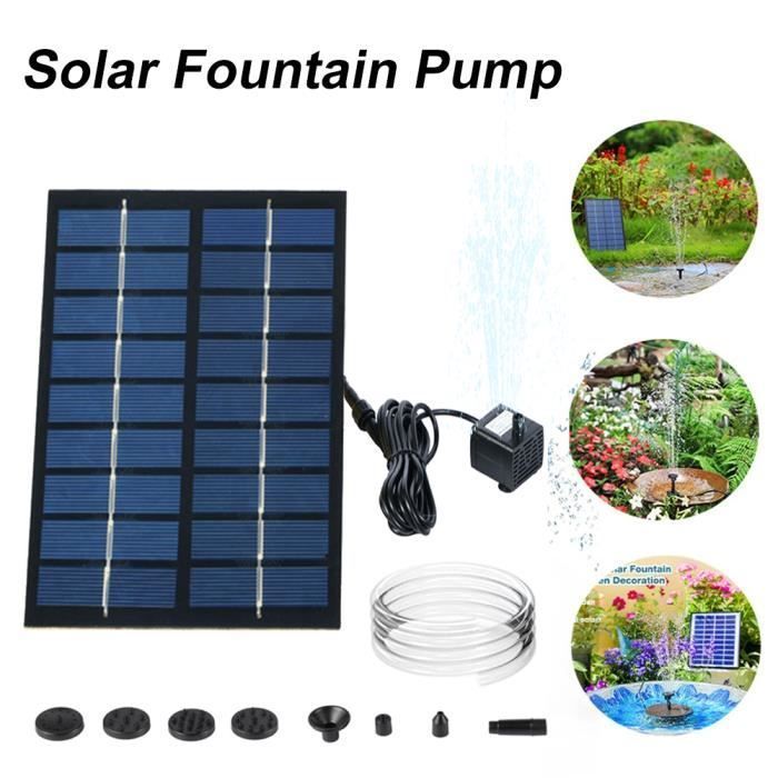 Fuente con bomba solar de 9 V y 2,5 W - Bomba de agua flotante con 6 boquillas para decoración de estanques, piscinas y jardines.