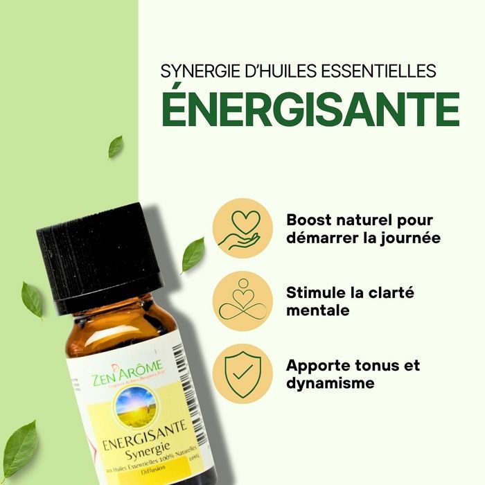 Sinergia di oli essenziali energizzanti 10 ml – Miscela di oli essenziali puri e naturali al 100% – Aromaterapia - Zen'Arôme
