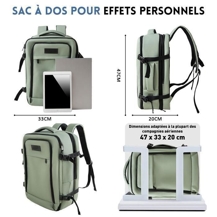 Mochila de vacío con bomba de aire - Bolsa de viaje | Equipaje de mano 47 × 33 × 20 cm | Impermeable | Verde