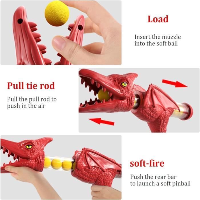 Juguetes interactivos de dinosaurios para padres e hijos, 2 accesorios de disparo de dinosaurios, 24 bolas de disparo, 1 dinosaurio grande