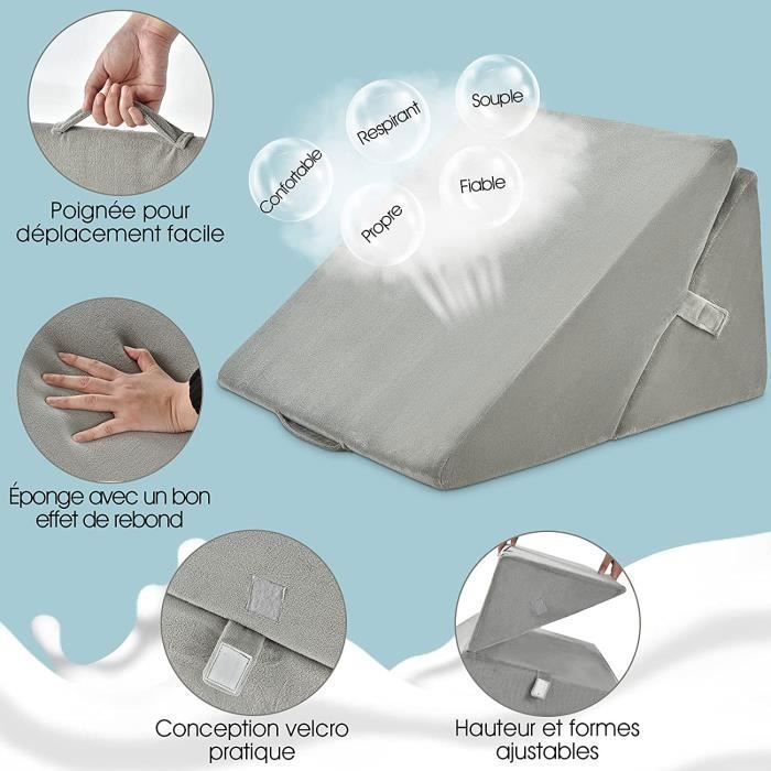 Cojín triangular multiusos GOPLUS, almohada terapéutica antiestrés para aliviar el dolor de espalda y rodillas (gris)