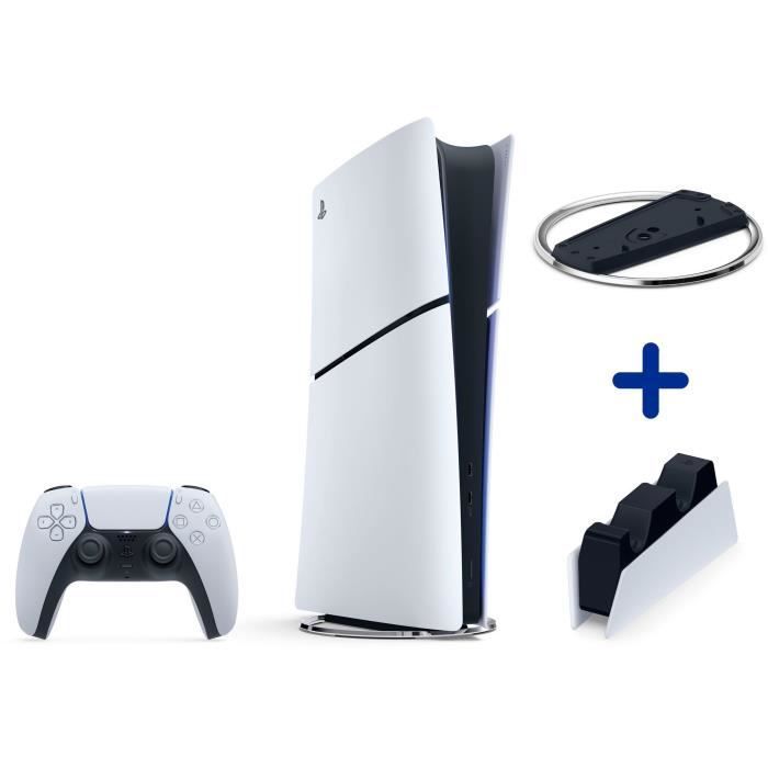 PS5 digitale bundel (zonder schijfstation): PlayStation 5-console (Slim-model) + verticale standaard + DualSense-laadstation