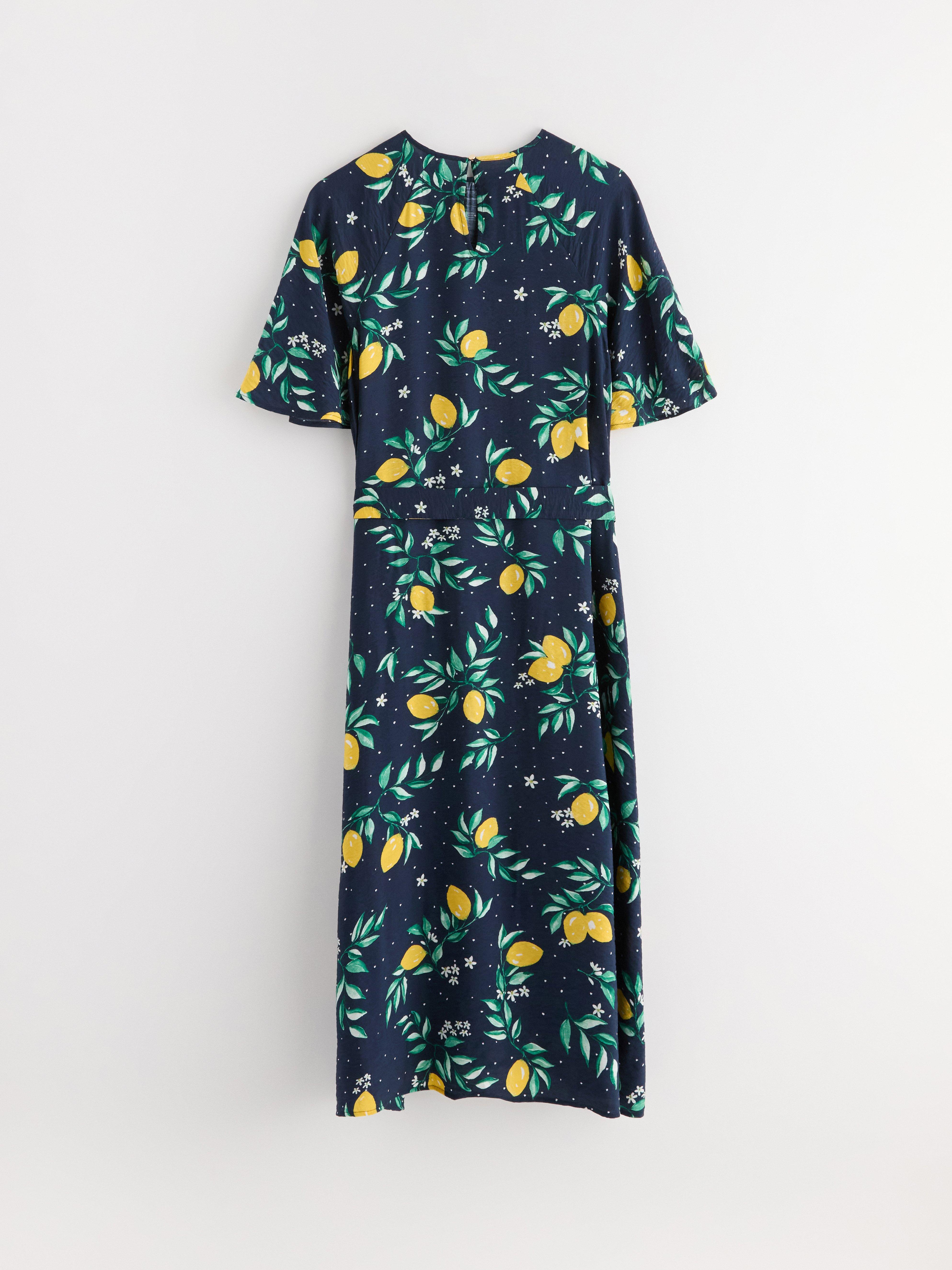 Vestido midi azul-marinho