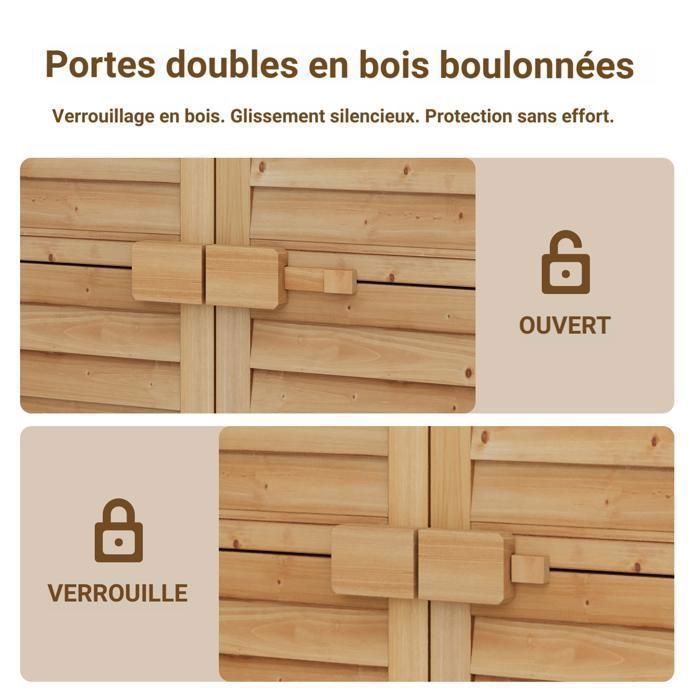 Mobile da giardino Bealife - Mobile contenitore in legno per esterni - 3 ripiani - 2 ante - Tetto inclinato - 76x42x160,5 cm - Cassapanca gialla