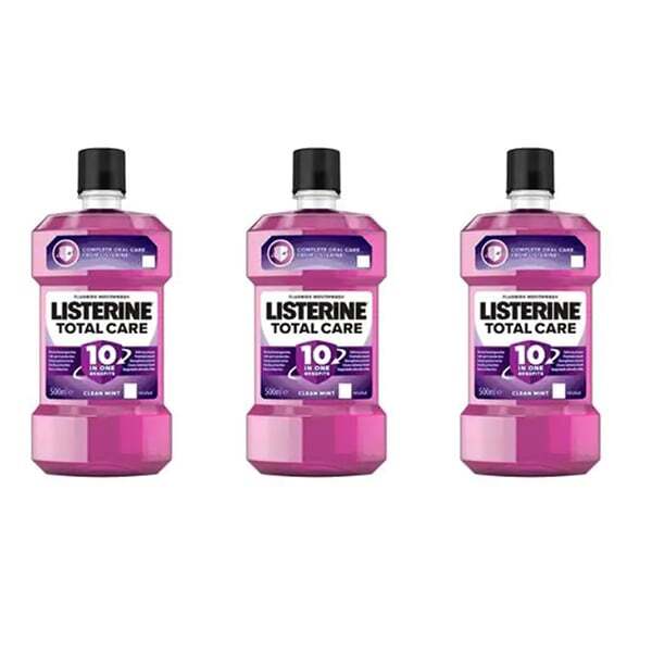 Pacote com 3 enxaguantes bucais Listerine Total Care