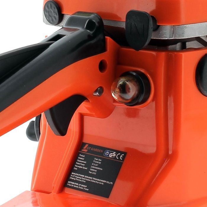 GT GARDEN - Motosierra de gasolina de 62 cc, 3,5 CV, espada de 45 cm, 2 cadenas