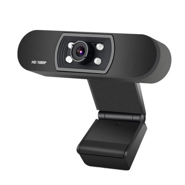 Webcam 1080P con microfono integrato - Telecamera insonorizzata per videoconferenze - Nera