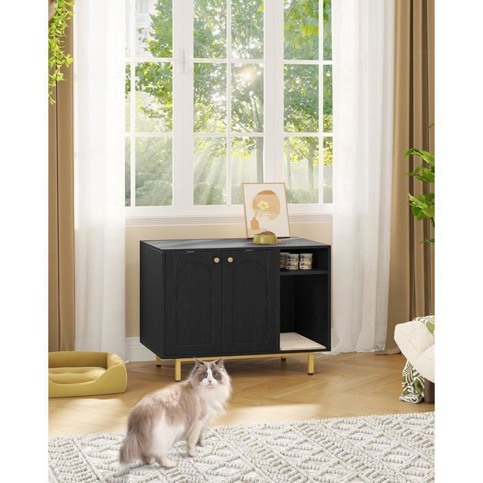 Casita para arenero de gatos, mesita auxiliar de madera para mascotas, apta para la mayoría de gatos y areneros.