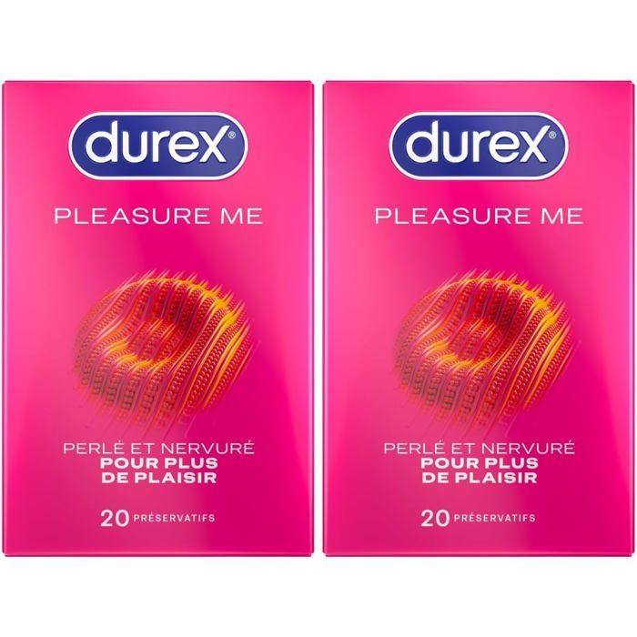 Durex - Lot de 40 Préservatifs Pleasure Me - Texture Ultra Perlés - 2x20 pièces