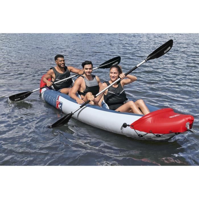 Kayak gonflable - BESTWAY - 65132 - Rapide X3 Hydro-Force™ - 381 x 100 cm, 3 places, 250 kg max, 2 pagaies, pompe