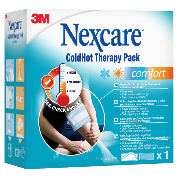 Nexcare ColdHot Therapy Pack Comfort, Zimno-ciepły okład żelowy wielokrotnego użytku, 11x26cm