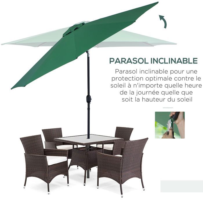 Outsunny - Ombrellone - Metallo - 295x295x250cm - Verde