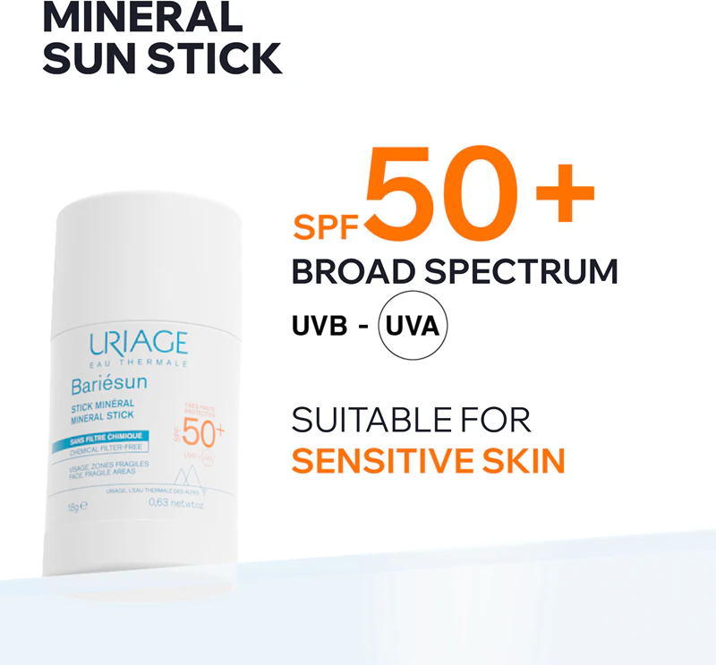 Uriage Bariésun Bastão Mineral FPS 50+ bastão protetor mineral para áreas sensíveis FPS 50+