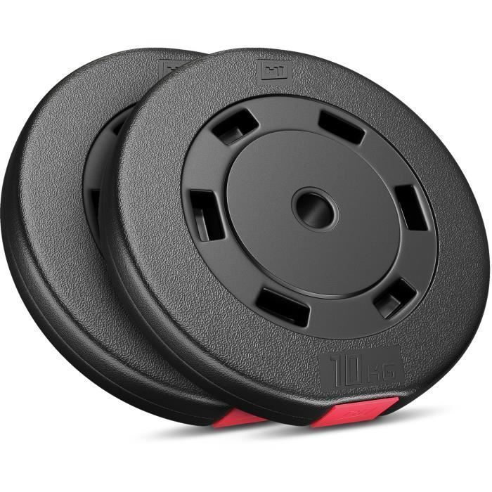 Hop-Sport 20 kg plastikvægtskiver, Ø 31 mm, vægtløftningsskiver til 30 mm vægtstænger - 2 x 10 kg