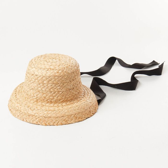 FUNMOON Sombrero de sol de paja y rafia hecho a mano para niño, estilo retro, ala plana, plegable, ideal para viajes y vacaciones - 588021