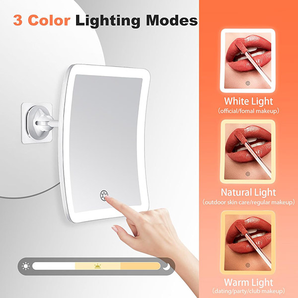 Affascinante specchio da bagno a LED per il trucco, 19x15 cm, modello SM407A_Bianco