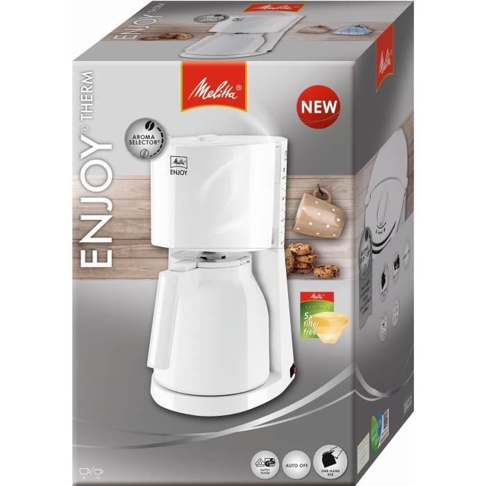 MELITTA Enjoy II Caffettiera termica con filtro - Bianca - 12 tazze - 1000W