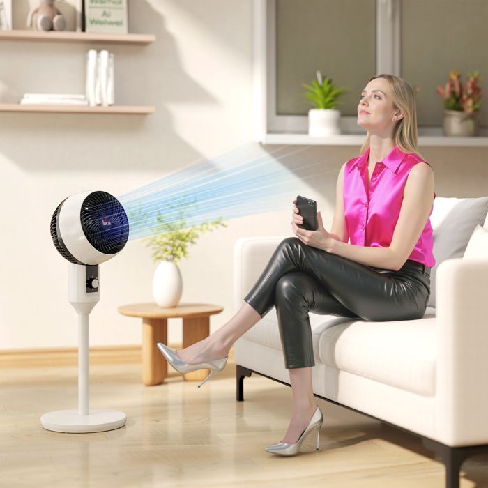 Ventilador de pedestal - HOMCOM - 45 W - circulador de aire - 3 velocidades - oscilación ajustable a 70° - blanco y negro