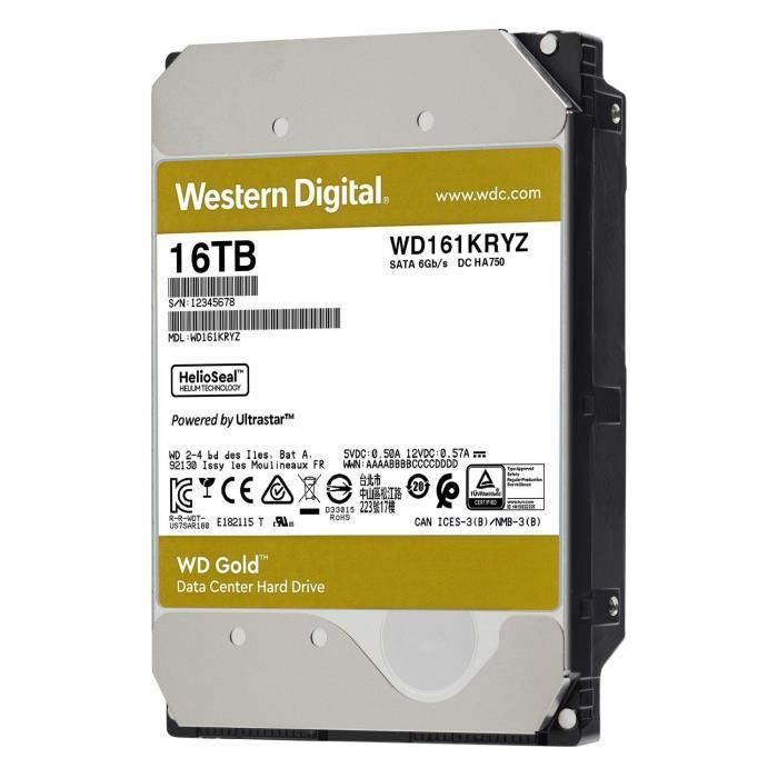 WD Gold™ - Disque dur Interne - 16To - 7200 tr/min - 3.5