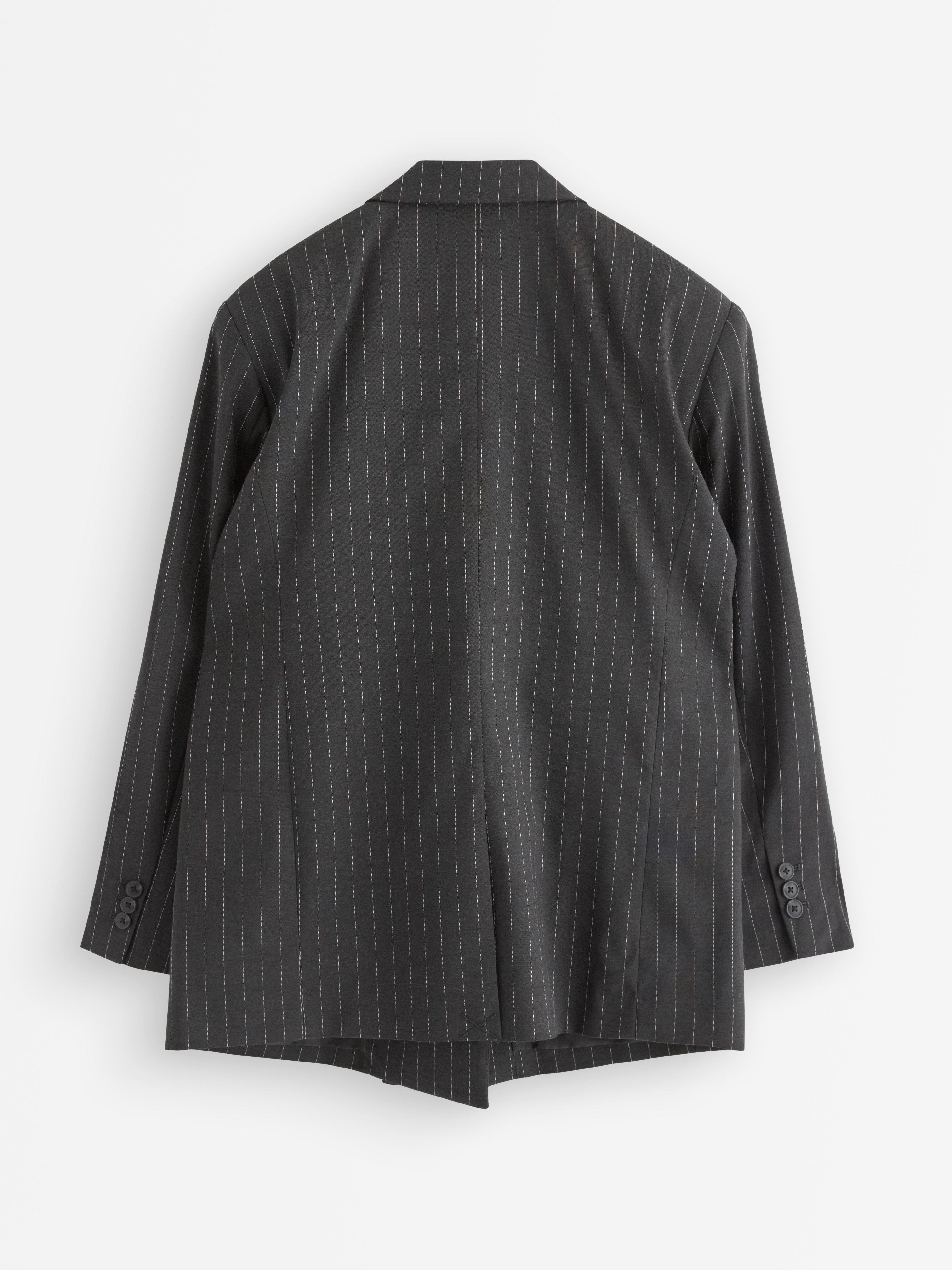 Blazer risca de giz cinza