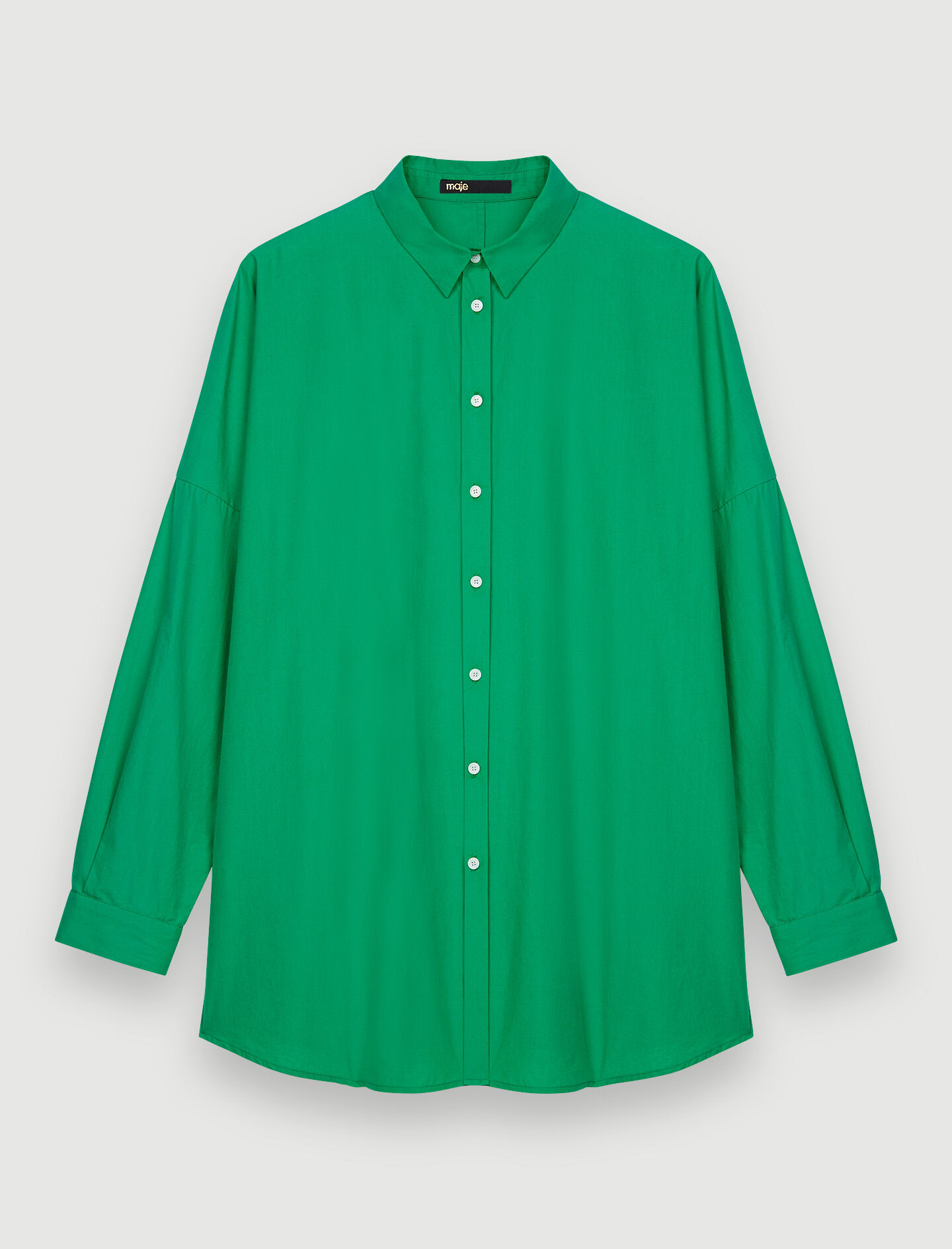 Oversized poplin overhemd in diverse kleuren - Vert