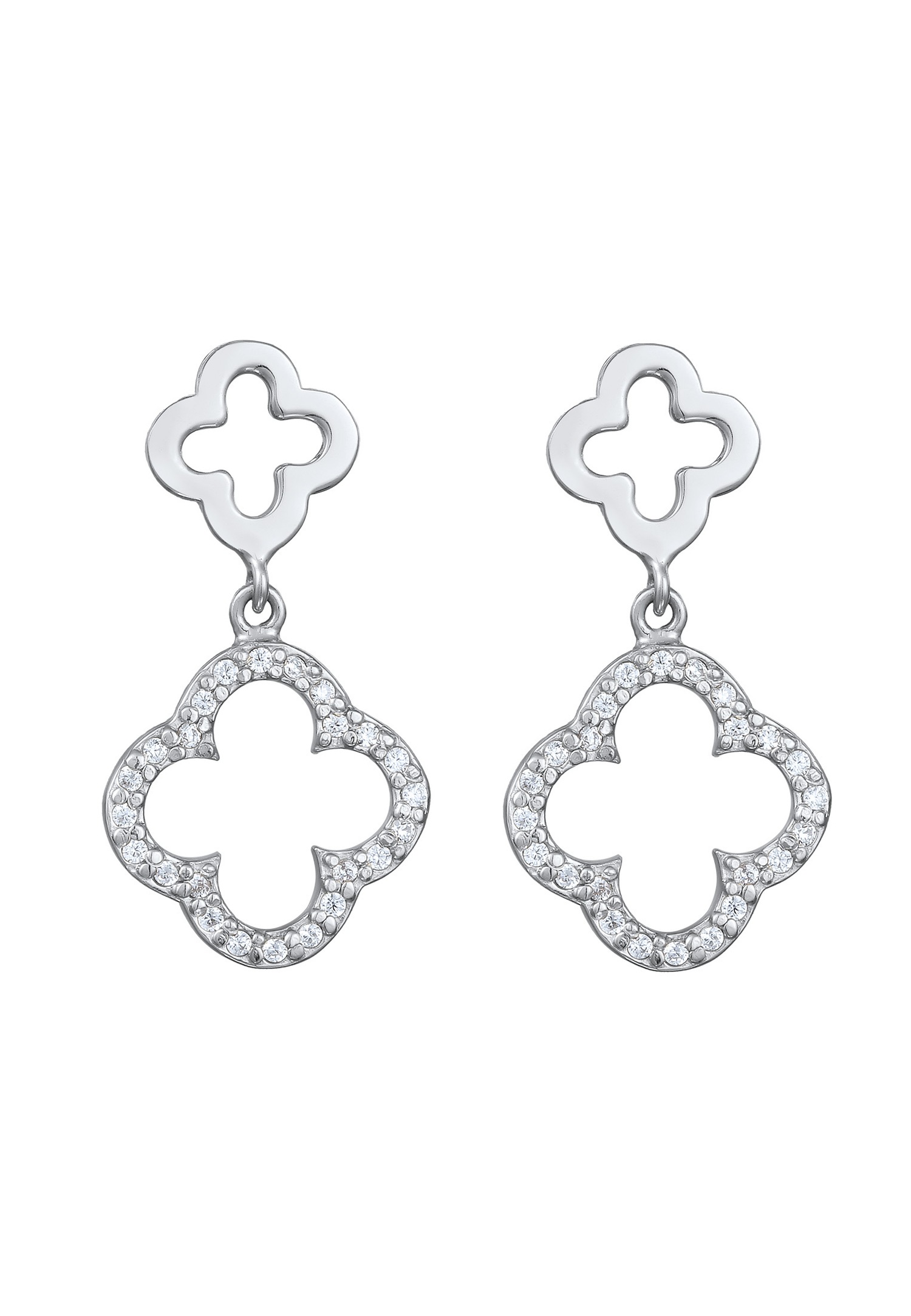 Elli Elli Clous d'oreilles Femmes Trèfle Zirconia Taille Diamant Blanc Argent Sterling 925 Soirée Festive