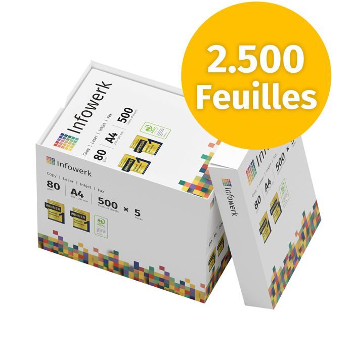 Infowerk Printer and copier paper, 2500 sheets, 5 x 500 A4, 80 gsm, premium white, PEFC certified