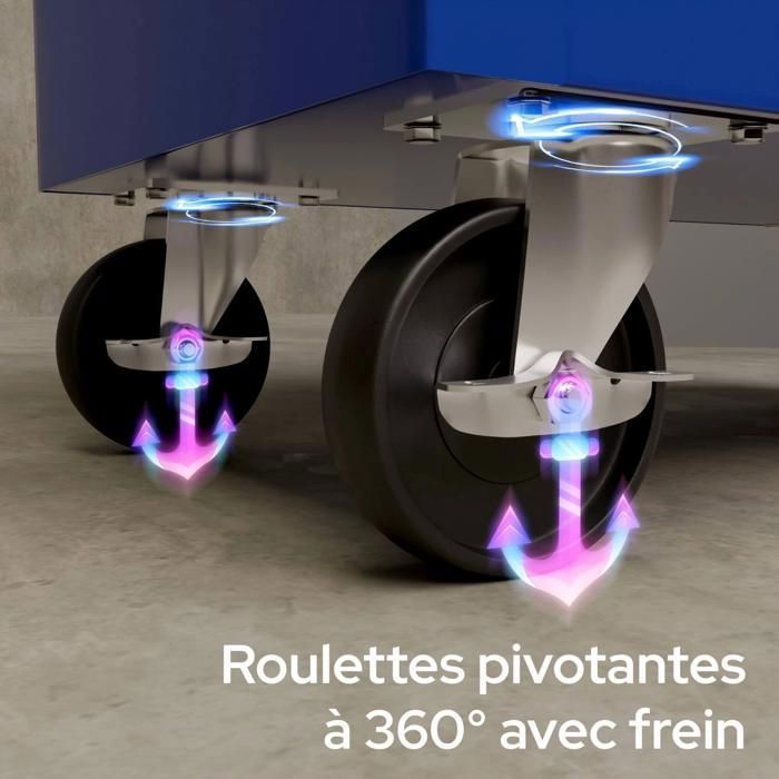 AREBOS Chariot à outils 7 tiroirs, robuste, sécurisé, avec roulettes pivotantes et grande capacité de rangement.