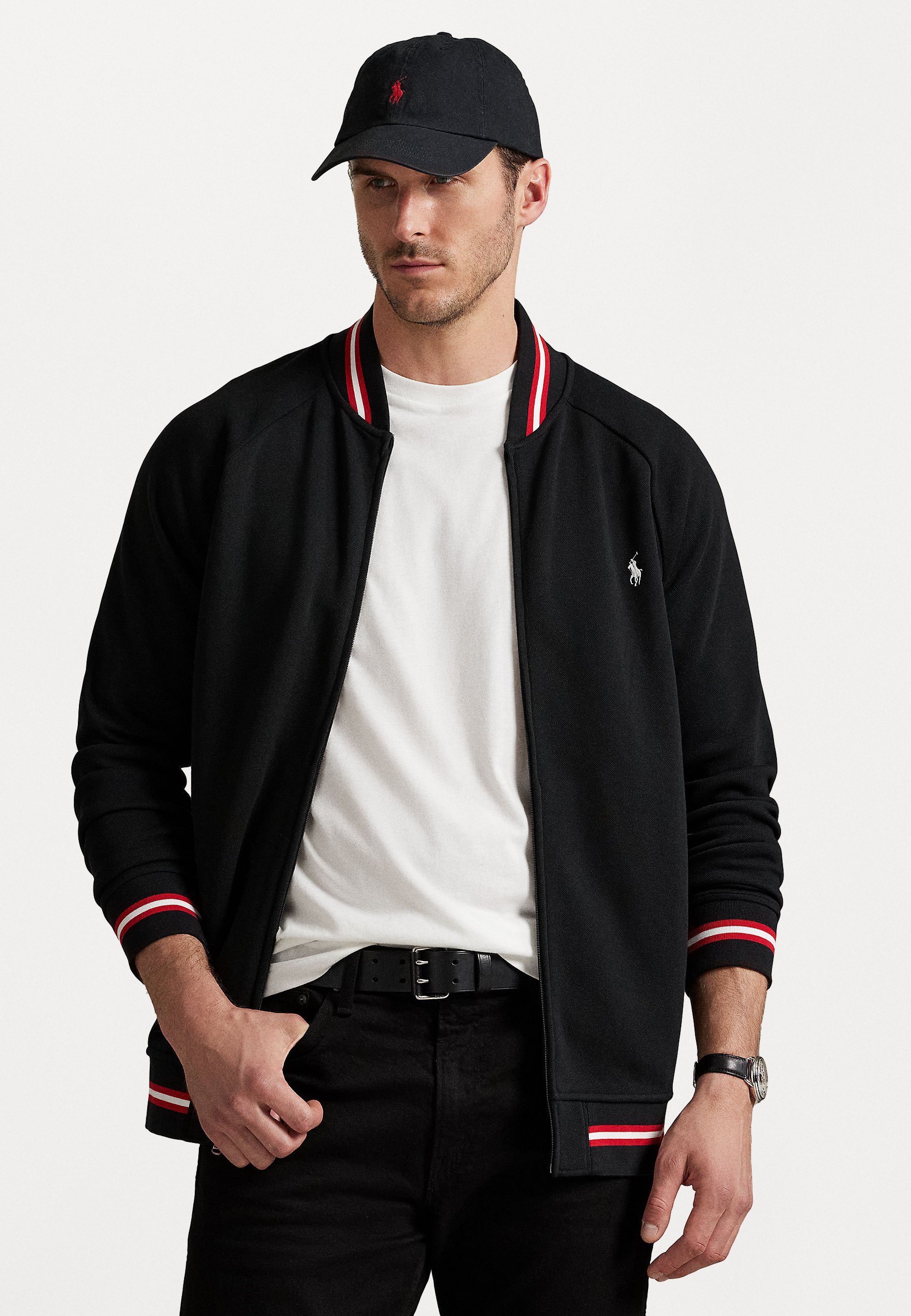 POLO RALPH LAUREN BIG & TALL DOUBLE KNIT MESH BOMBER JACKET - Bomber bunda - black