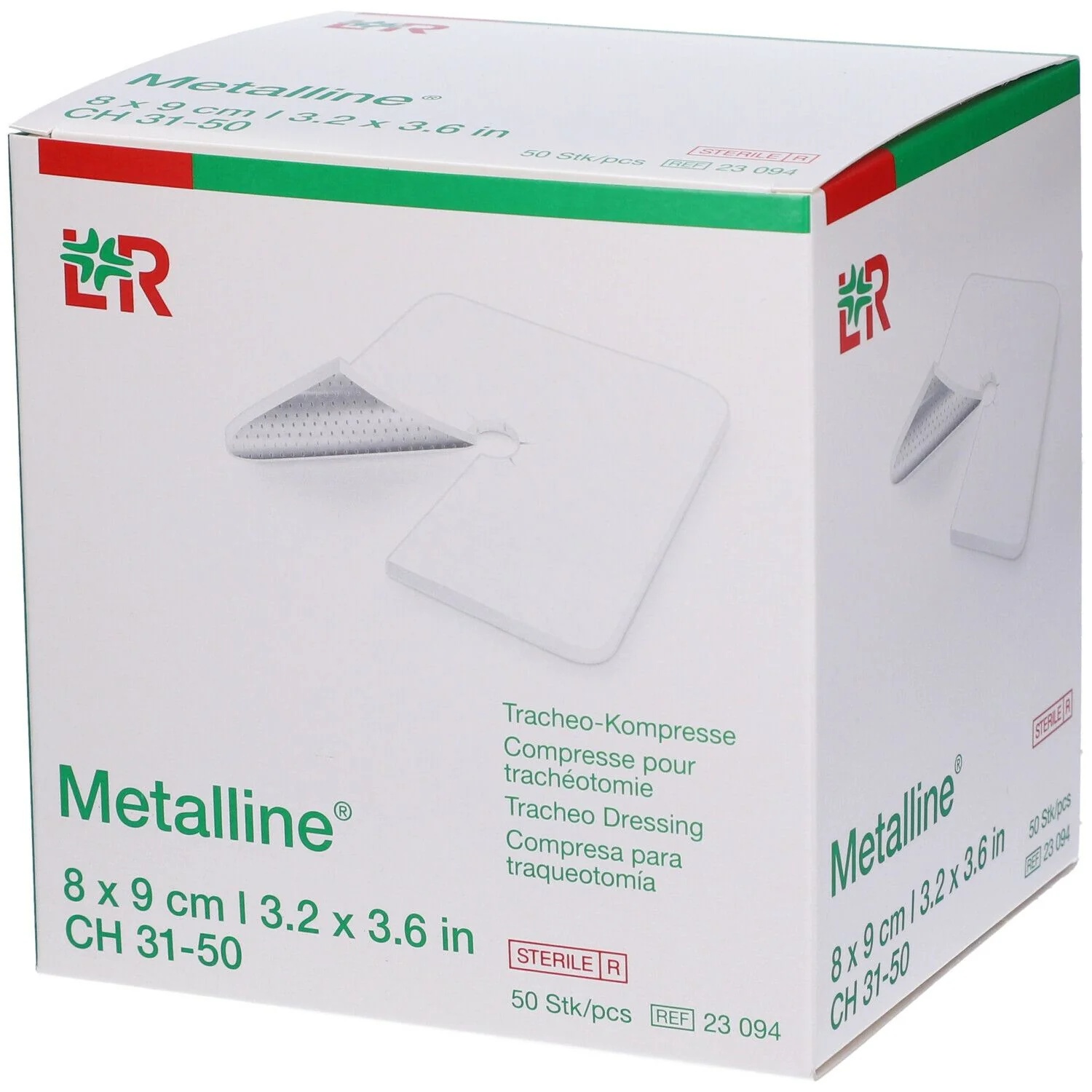 LOHMANN & RAUSCHER Metalline Tracheo 8x9 cm 50 compresas de gasa