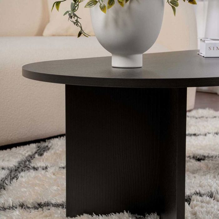 Table basse ovale en aggloméré coloris noir L119 cm - IRIS