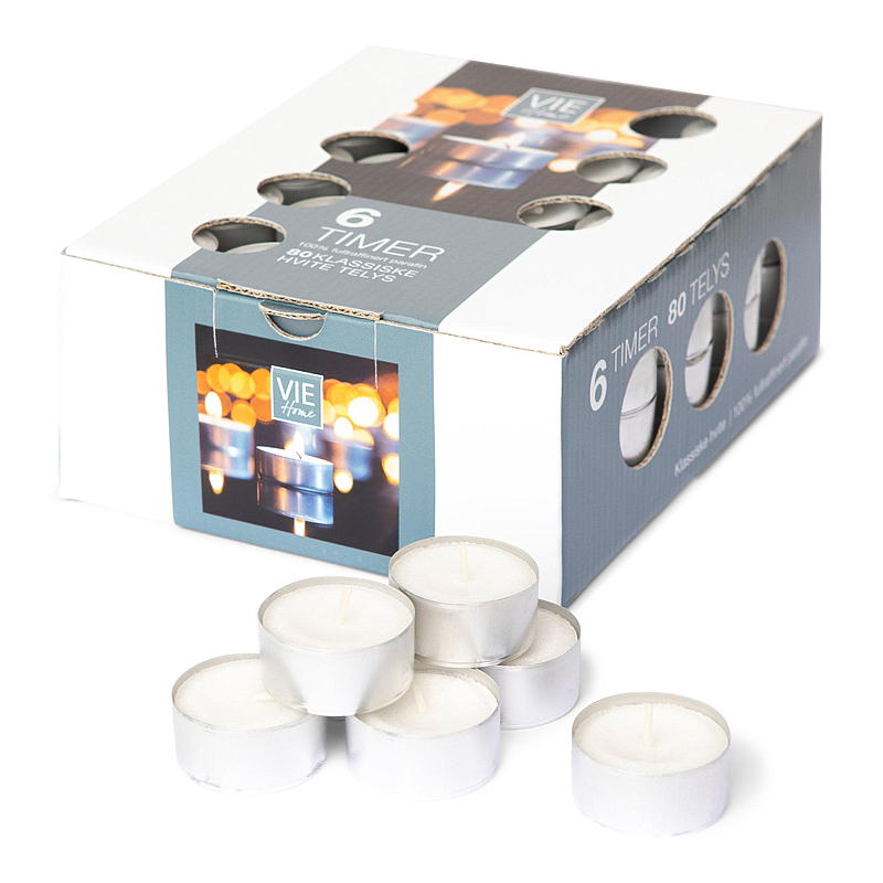 Vie Home värmeljus 80-pack 6 timmar i aluminiumkopp