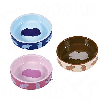 Tigela de cerâmica Trixie para alimentos de animais de pequeno porte.