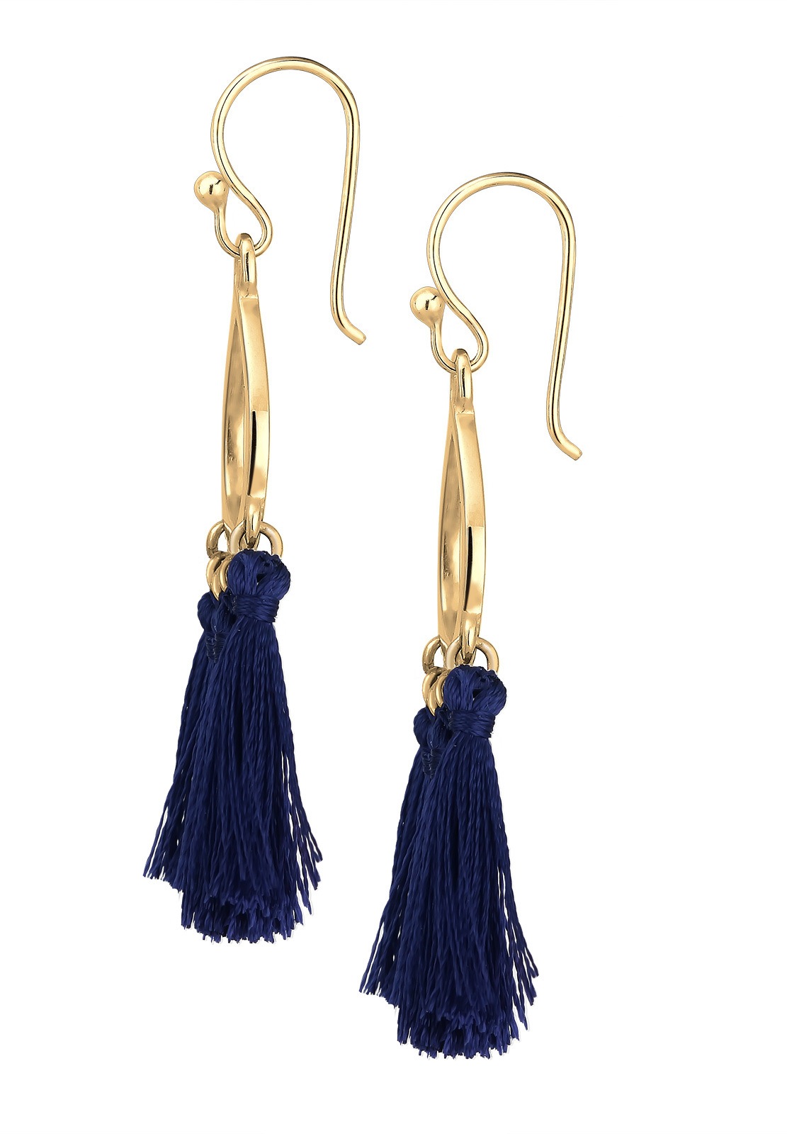 Elli Forme de Goutte Boho Festival Pompon Bleu Boucles d'Oreilles Femme (925/1000) Argent