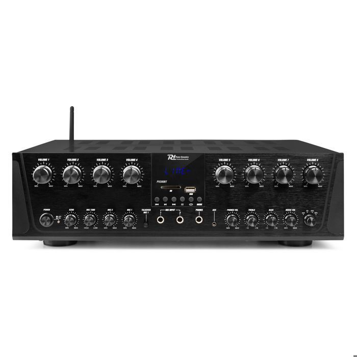 Power Dynamics PV280BT 8-Zone Bluetooth Audio Amplifier - 16 x 50W, MP3 Player, USB/SD, FM Radio