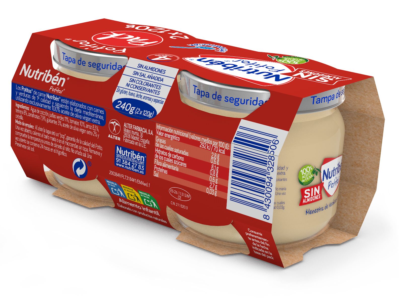 Kūdikių maisto pradinis patiekalas Daržovės / jautiena Maži stiklainiai
