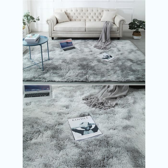Tapis de Salon Shaggy 160 x 230cm en Peluche Gris