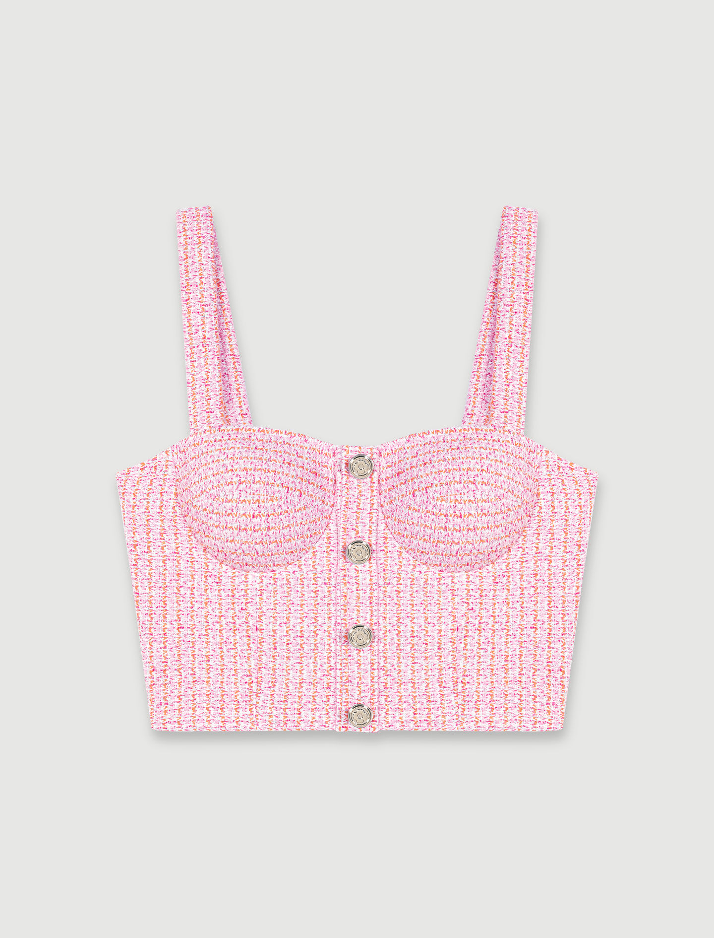 Crop top van tweed in roze/oranje