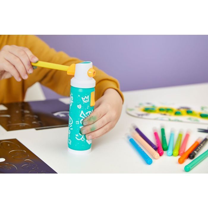 Aerografo, bomboletta spray per graffiti per bambini - Maped Creativ - Spray elettronico con pennarelli - Kit creativo per lavori manuali