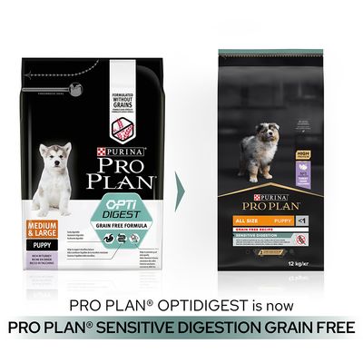 PURINA PRO PLAN All Sizes Puppy Sensitive Digestive -ruoan täysjyväpakkaus, kalkkuna, viljaton