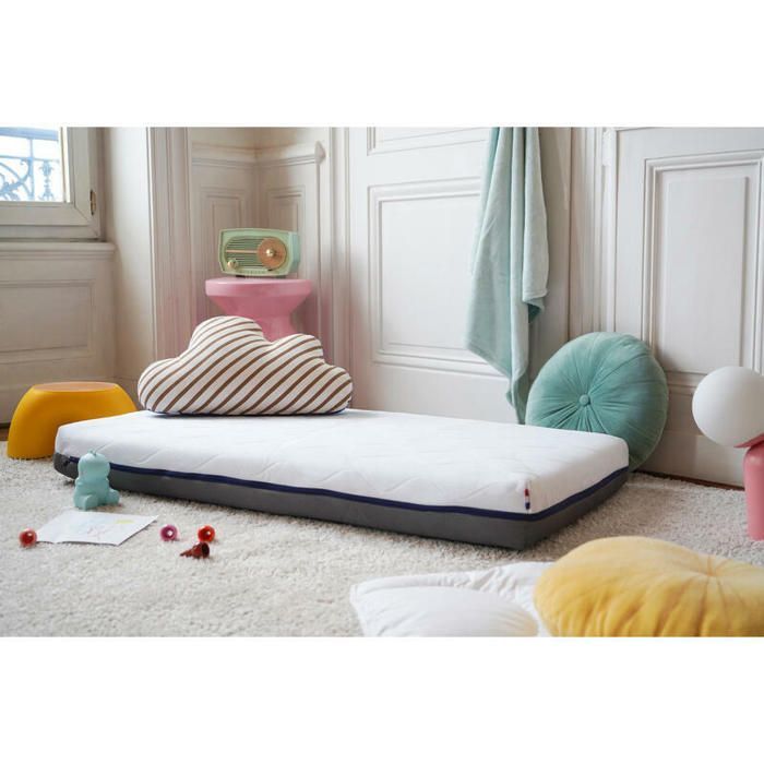MON P'TIT DODO - 3D droommatras, ultra-ademend en geventileerd, 60x120 cm, wit/antraciet