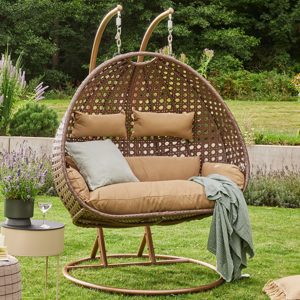 TWIN hengestol i polyrattan, brun