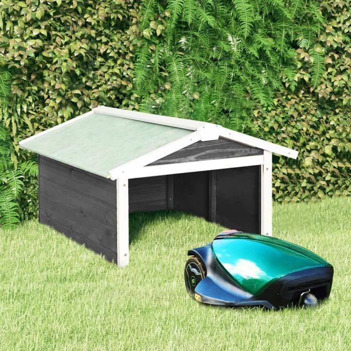 SARAZYJ® Garage de tondeuse à gazon 72x87x50cm Gris et blanc Sapin Hot29400534