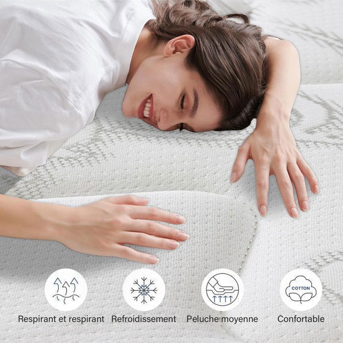 Matelas 140x190 cm, Ép 26cm, Matelas à Ressorts Ensachés, Mémoire de Forme, Hybride Matelas, 10 Zones Confort, Moyenne Ferme h3